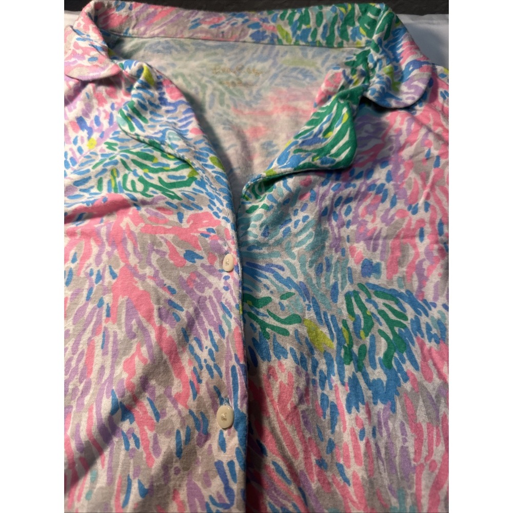 Lilly Pulitzer PJ Knit Button Up Pajama Top Multi Stargazer Pajamas Top Small - Picture 6 of 12